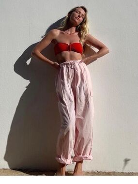 The Frankie Shop Jenna Ballerina Pink Wide-Leg Baggy Cargo Pants Size XS/S